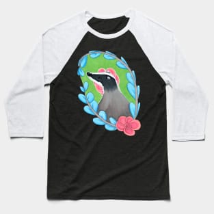 Floral Badger (BLKB) Baseball T-Shirt